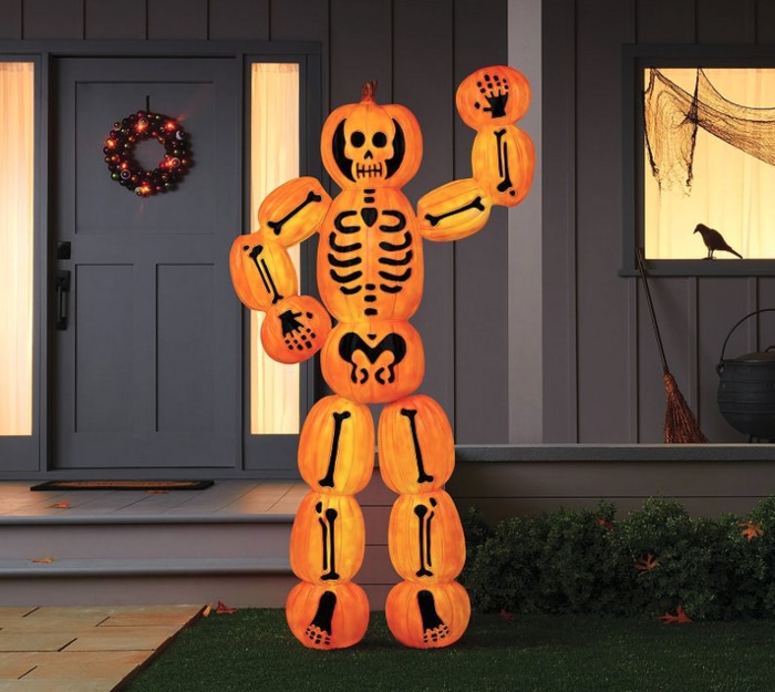 Light Up Skeleton Pumpkin Man Halloween Decorative Accessory